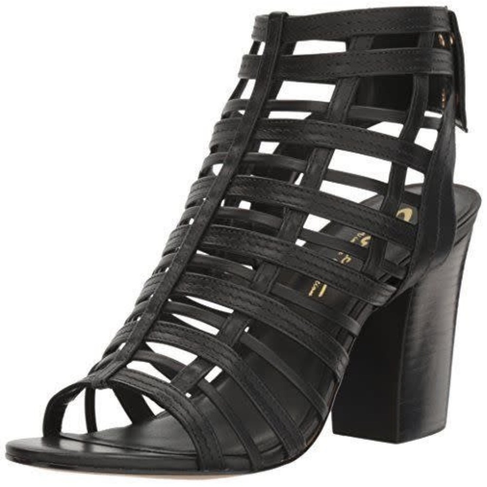 Sbicca Leilani Heeled Leather Sandals Black Sz.9